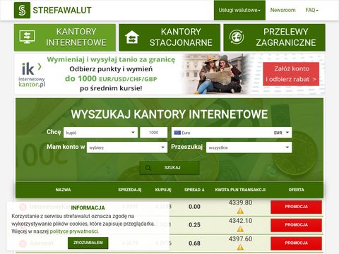 Znajdź kantor internetowy StrefaWalut.pl