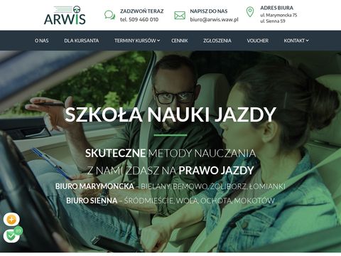 Arwis.waw.pl nauka jazdy Warszawa