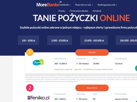 Morebanker.pl - porównanie szybkich pożyczek